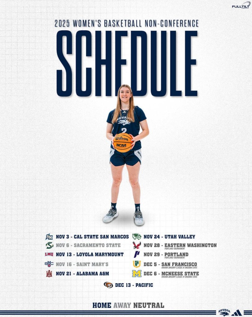 Nevada 2025 Women's Basketball Non-Conference Schedule